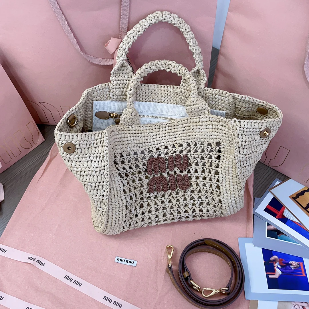Miu Miu-5ba219-Летняя плетеная сумка-тоут
