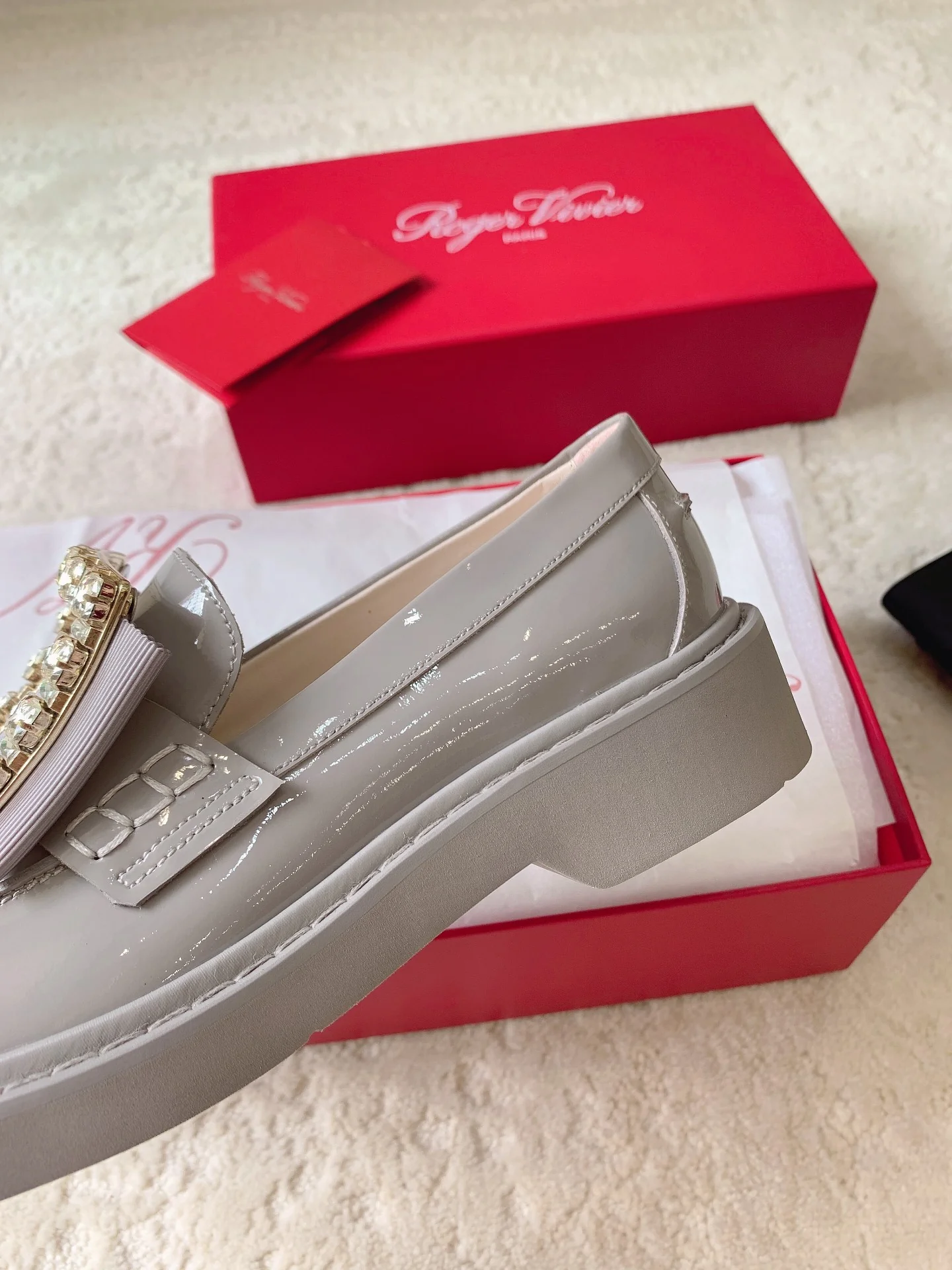 Обувь RV Shoes - Новинка сезона осень/зима 2023 - Лоферы ?Макарон? - Глянцевый серый