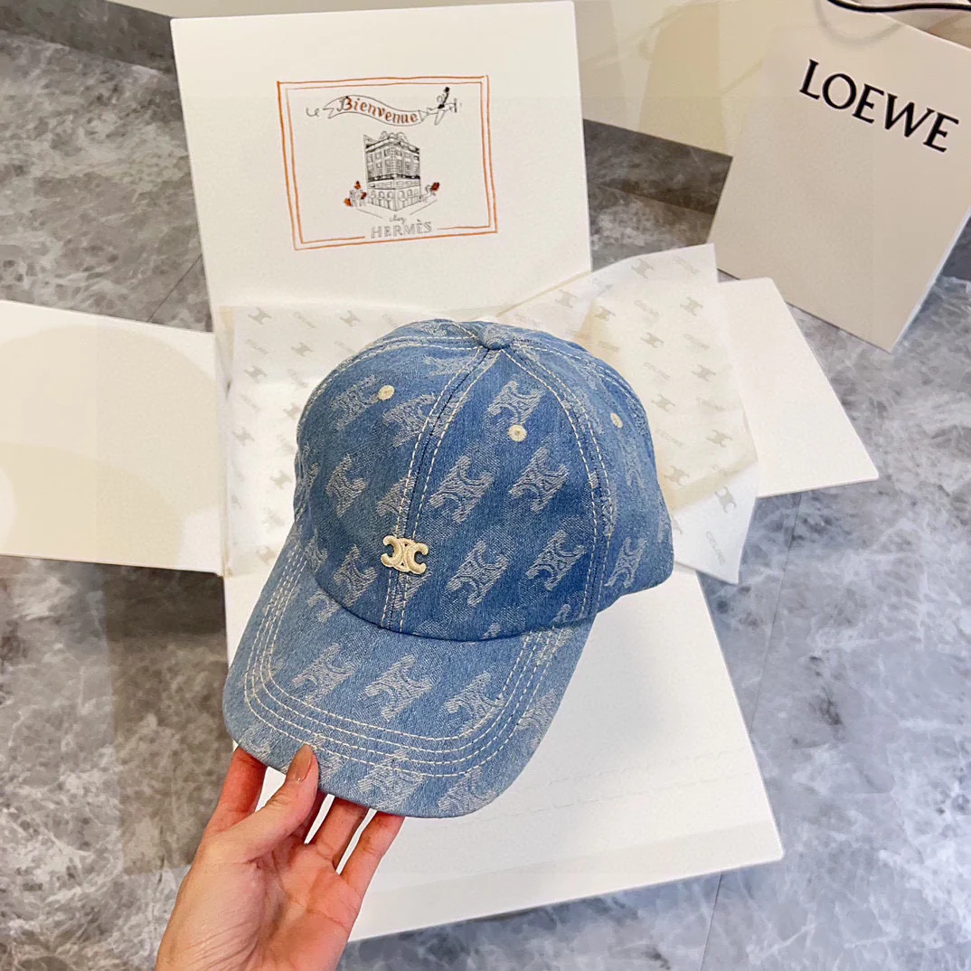Бейсболка Celine 2024 New Retro Denim Baseball Cap - синяя