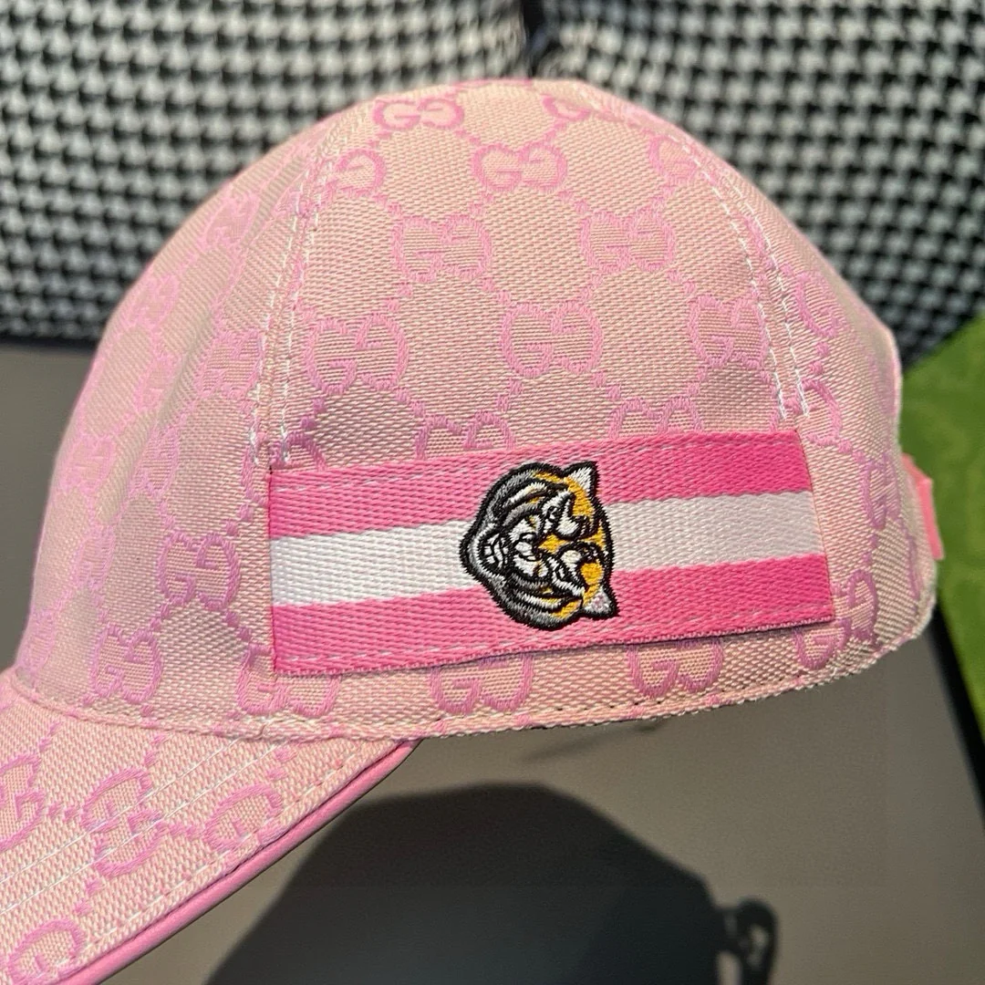 Gucci - Новая вязаная бейсболка с головой тигра - Розовая