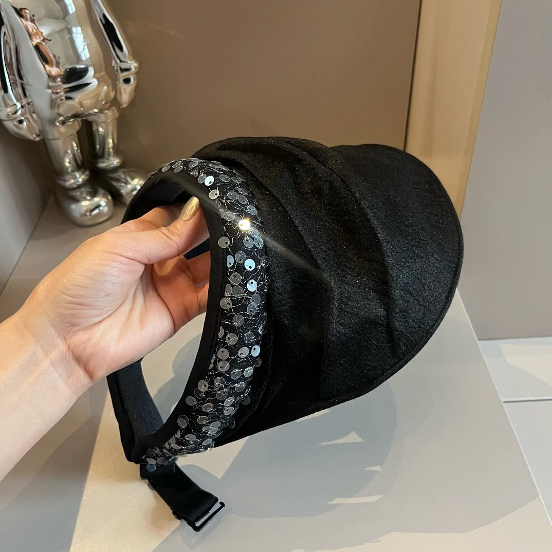 Celine - Новая шелковая шляпа от солнца с пайетками - Черная