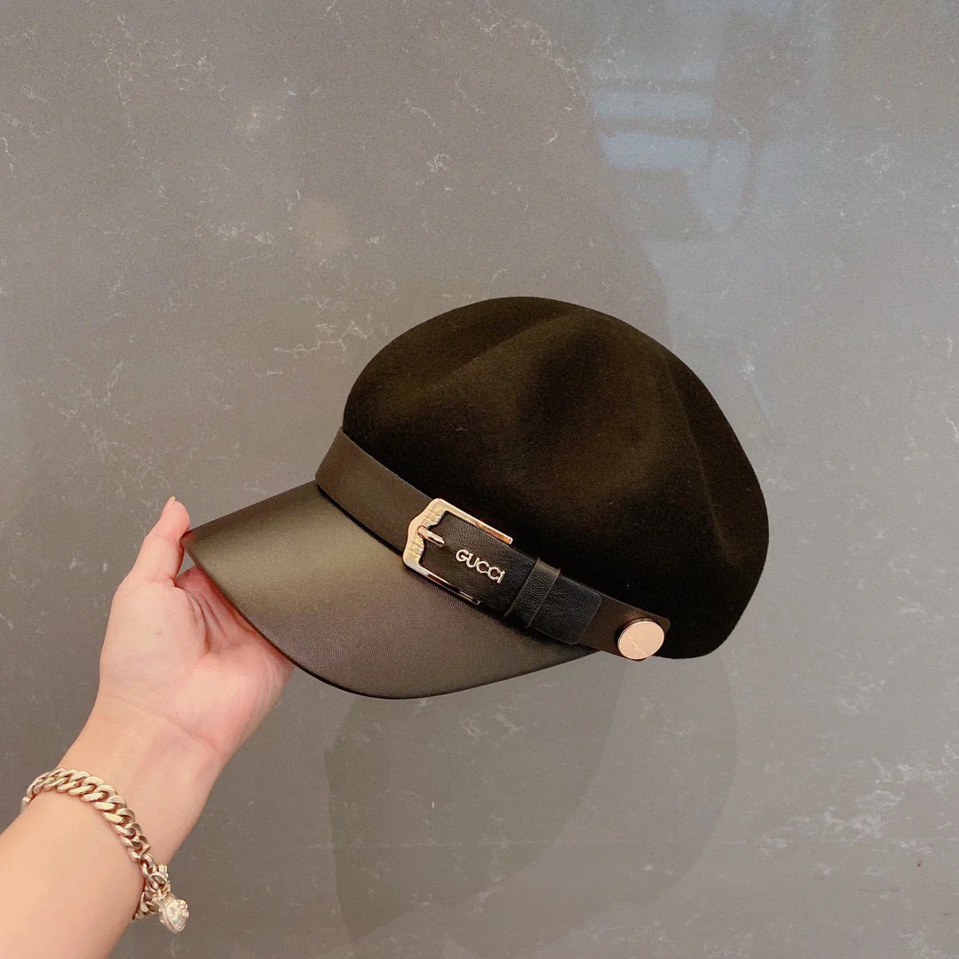 Шерстяная восьмиугольная бейсболка Gucci - черная