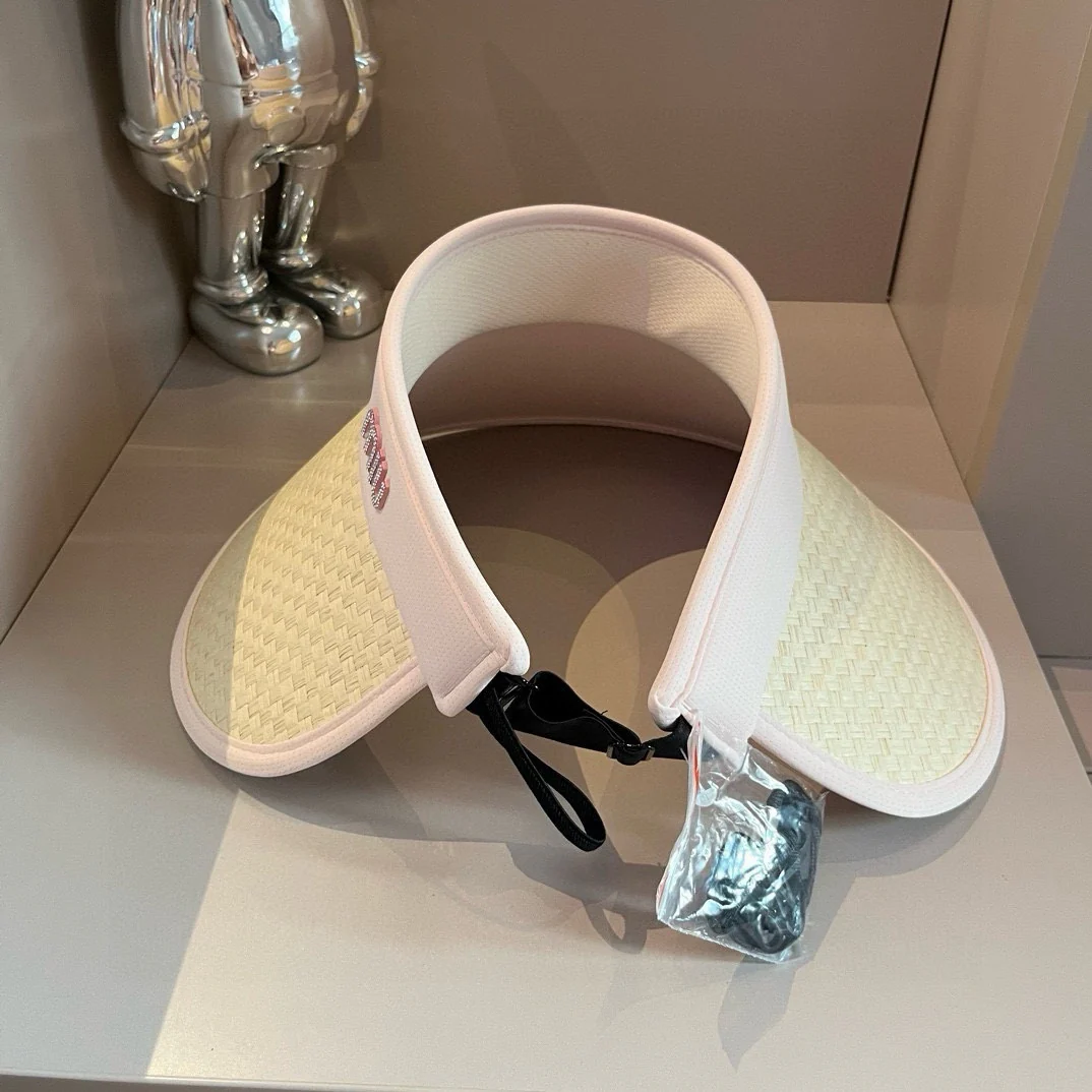 Miu Miu - Плетеная солнцезащитная шляпа - Розовая