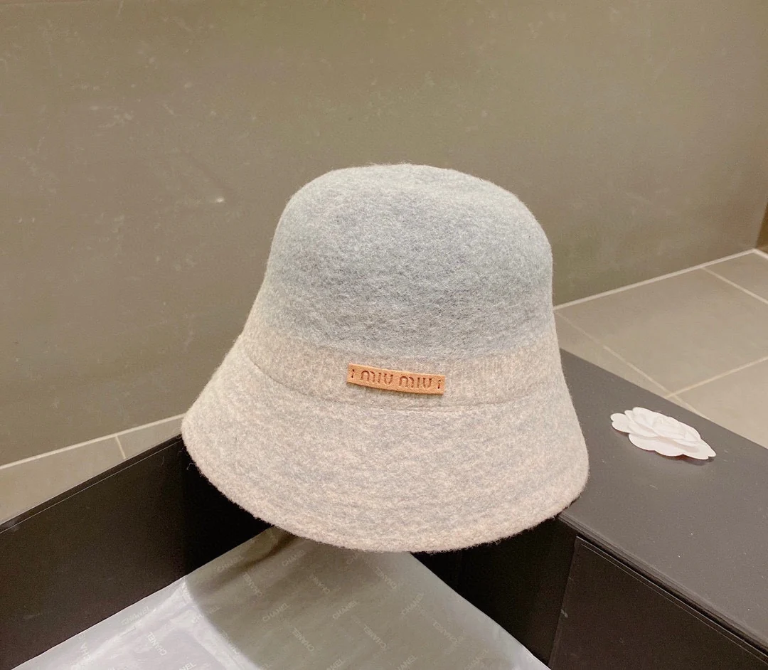 Miu Miu - Шерстяная градиентная рыбацкая шляпа - Серая