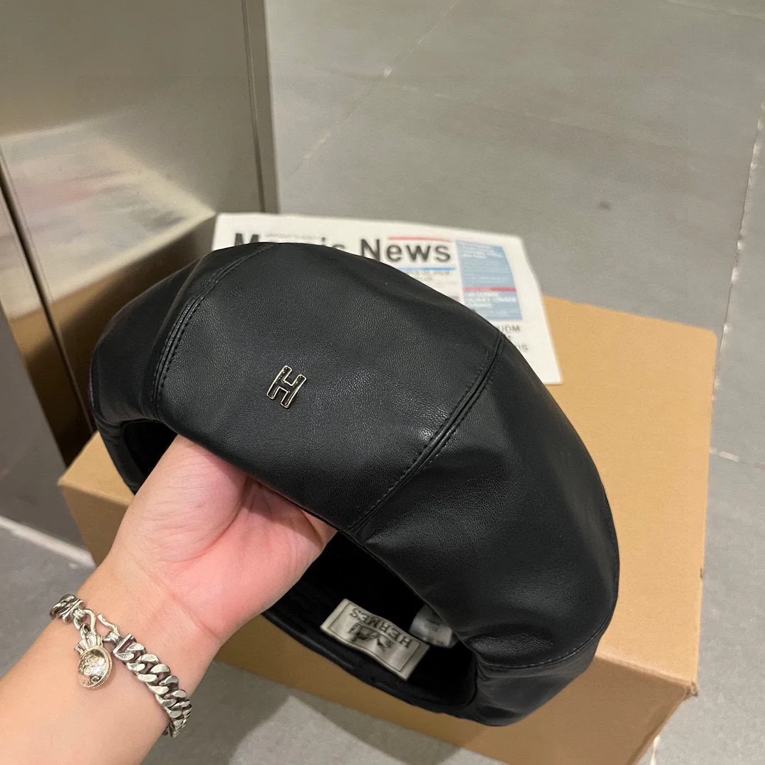 Hermes - Премиальная кожаная шляпа художника - Черная