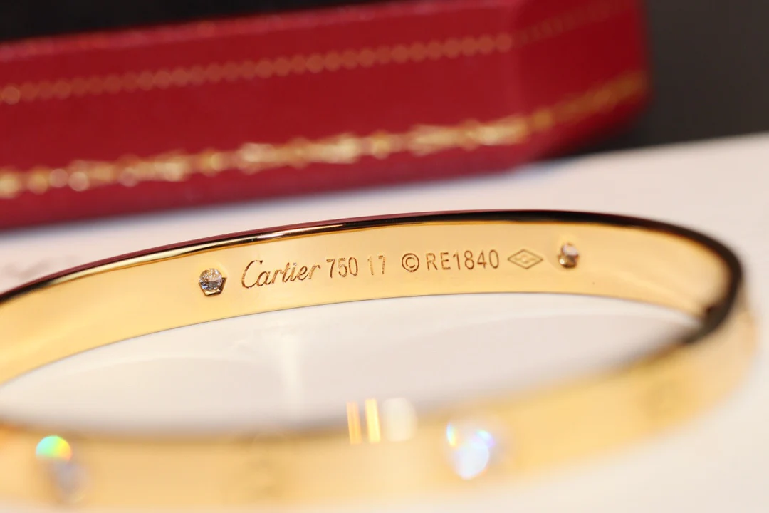 Широкий браслет Cartier Love - розовое/желтое золото - 4 бриллианта