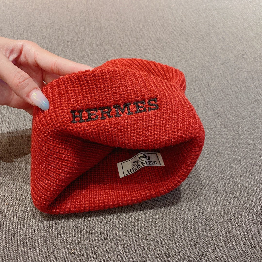Hermes - Вязаная шапка-бини - Унисекс - Красная