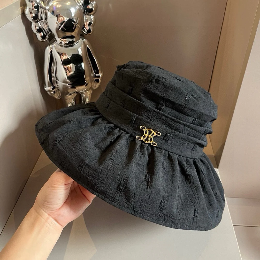 Celine - Солнцезащитная шляпа с оборками - Черная