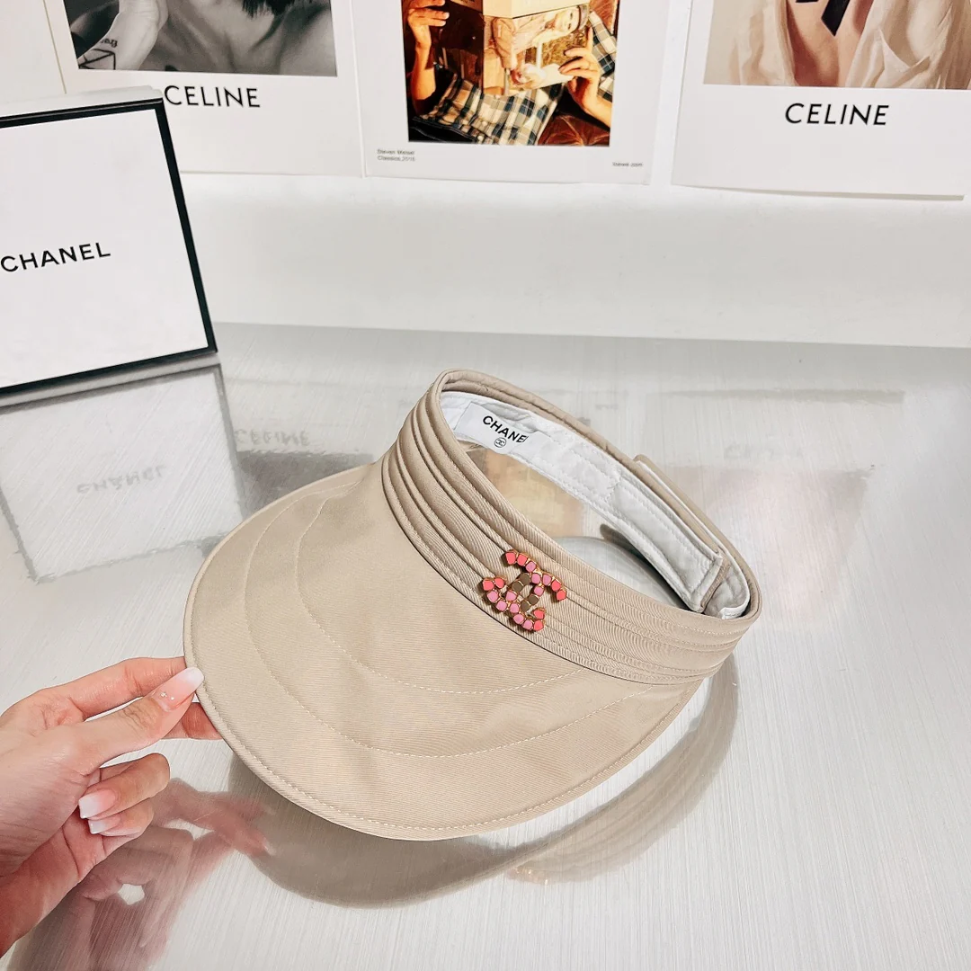 Новинка Chanel 2022 года - Солнцезащитная шляпа - Парик с открытой спиной - Абрикосовый цвет