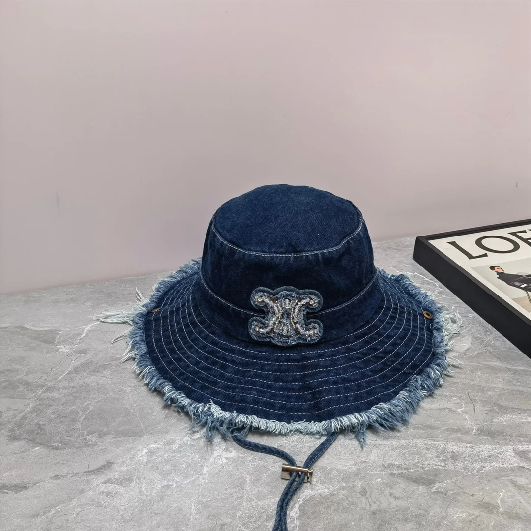 Celine - Панама из окрашенного денима на шнуровке