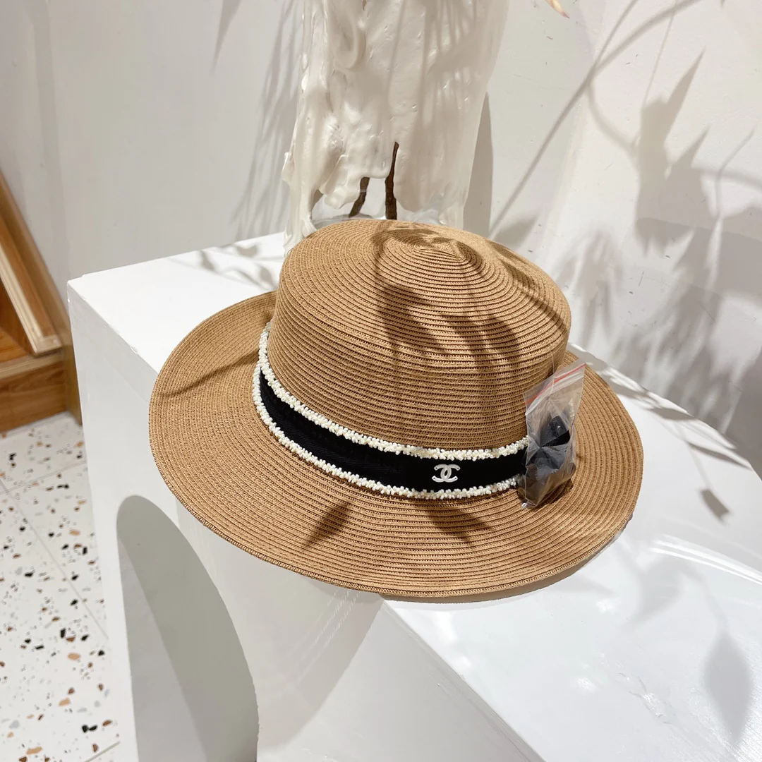 Новая соломенная шляпа Chanel 2022 года - коричневая - 1