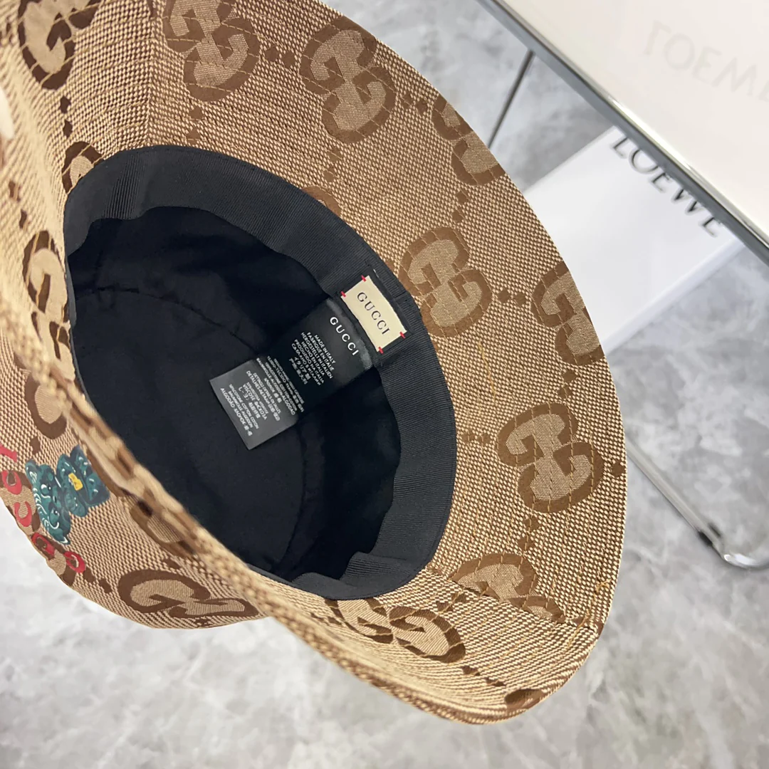 Панама Gucci с медвежьим рисунком - коричневая