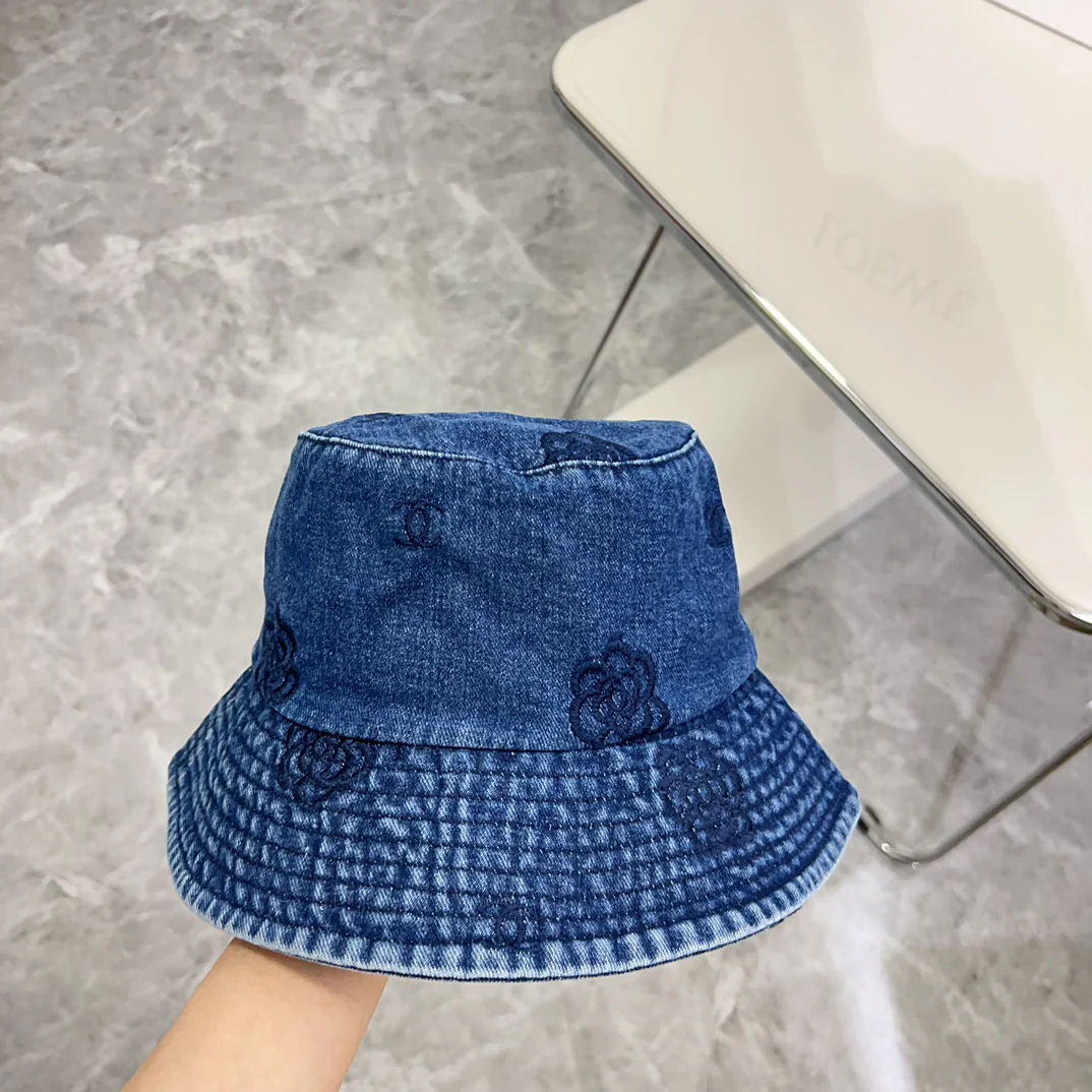 Chanel - Уникальная вышитая ковбойская рыбацкая шляпа - синяя