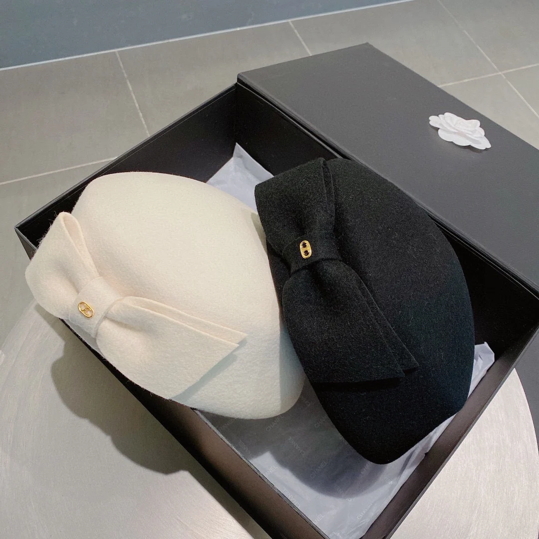 Селин - Бант - Шерстяной берет - Черный