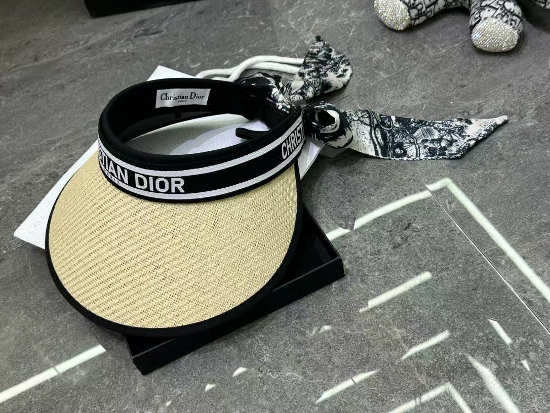 Dior - Новая солнцезащитная шляпа с цветными блоками - Бежевая