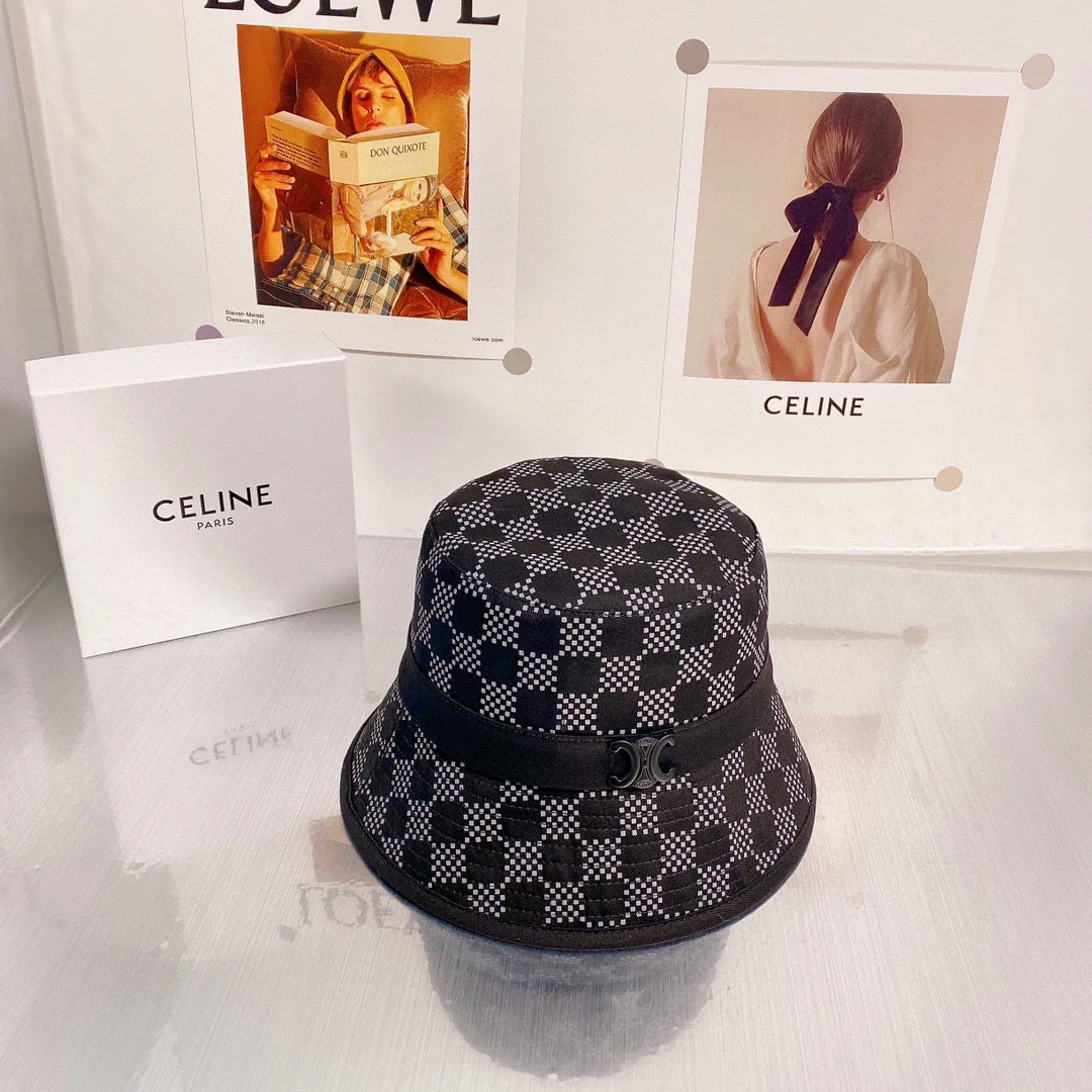 Панама Celine с клетчатым логотипом Триумфальной арки — 2 цвета