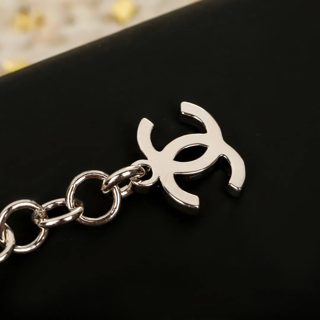 Колье Chanel Heart Candy Double C Pearl Sweater Necklace 25p - Розовое - Синее