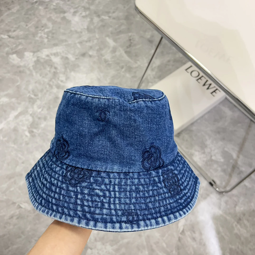 Chanel - Уникальная вышитая ковбойская рыбацкая шляпа - синяя