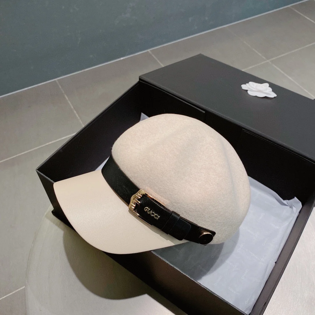 Шерстяная восьмиугольная бейсболка Gucci - белая