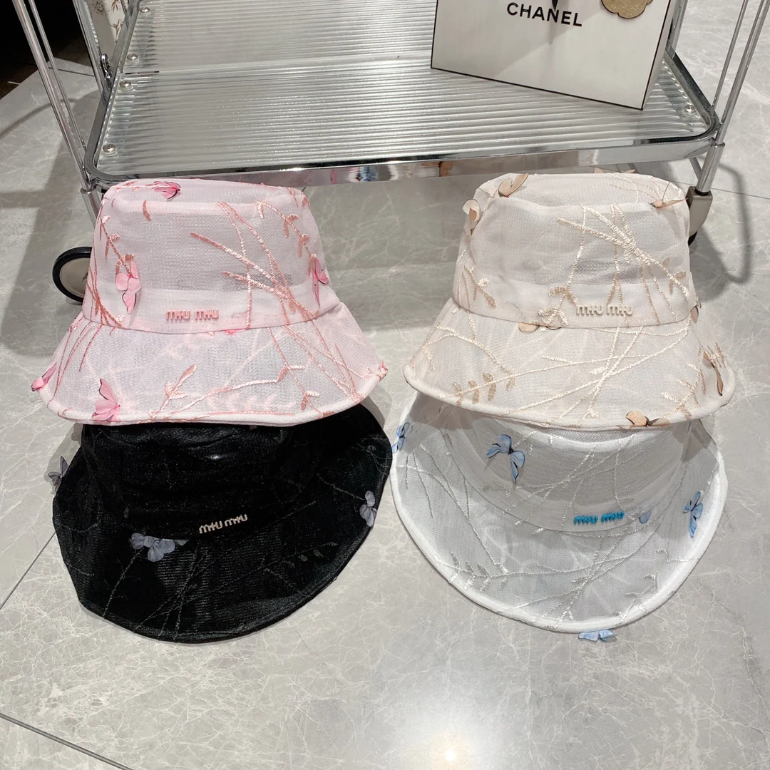 Новинка весны/лета Miu Miu 2023 — Рыбацкая шляпа из органзы — Розовая