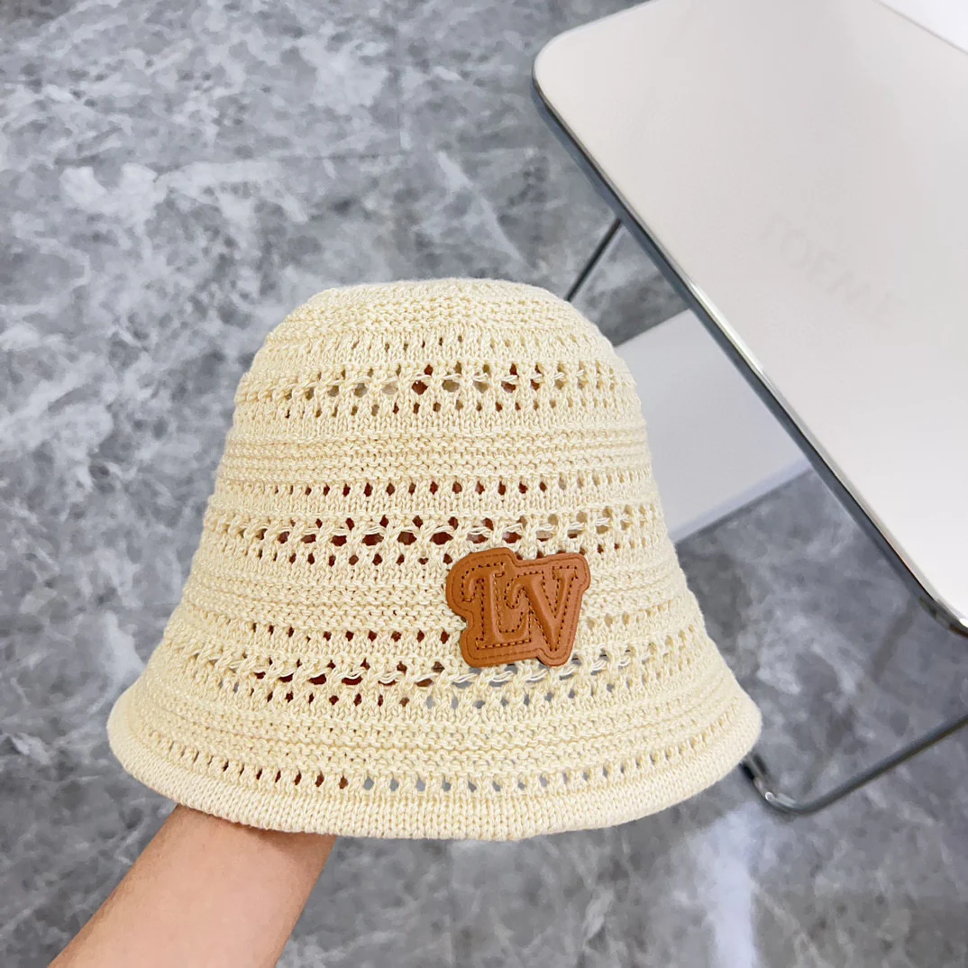 Новинка LV 2024 года - Панама с ажурным плетением - Бежевая