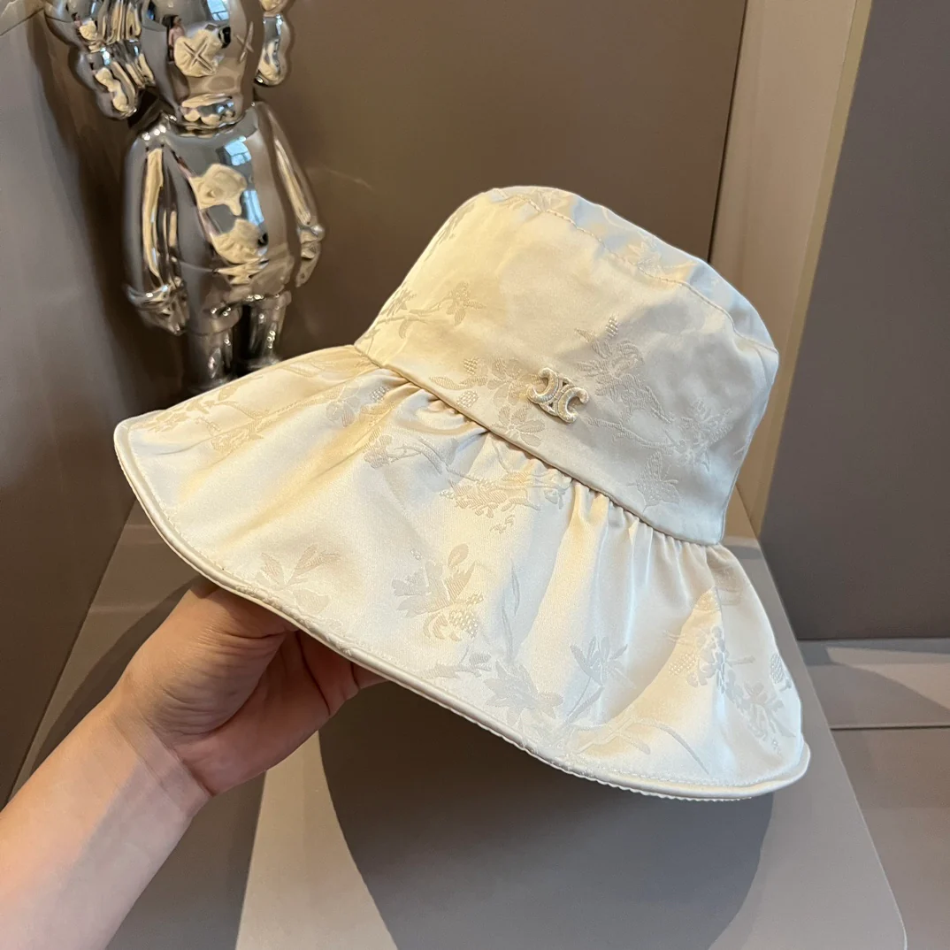 Celine - Новая солнцезащитная шляпа с оборками - Бежевая