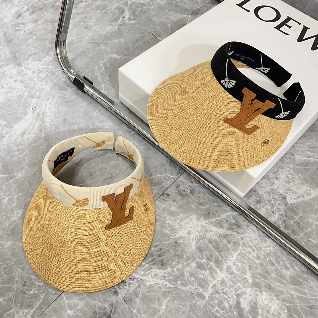 Новинка LV 2024 — Солнцезащитная шляпа из рафии — Черная