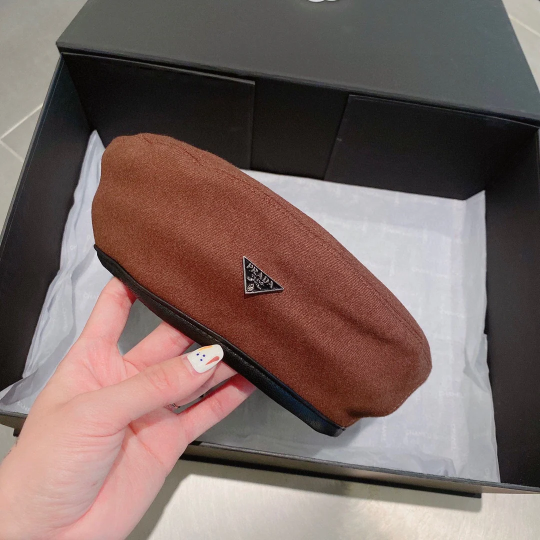 Шерстяной берет Prada, коричневый - 1