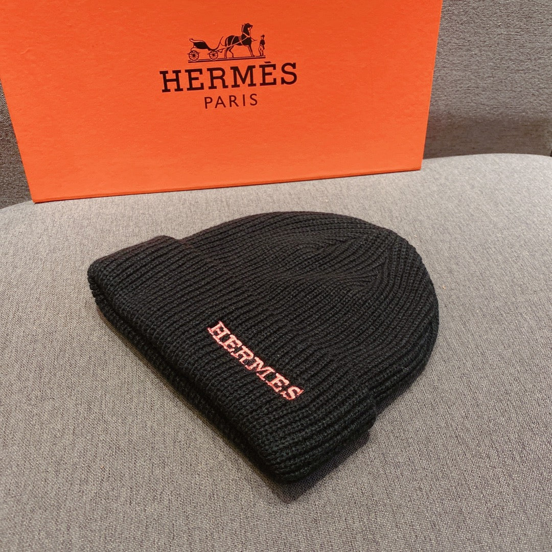 Hermes - Вязаная шапка-бини - Унисекс - Черная
