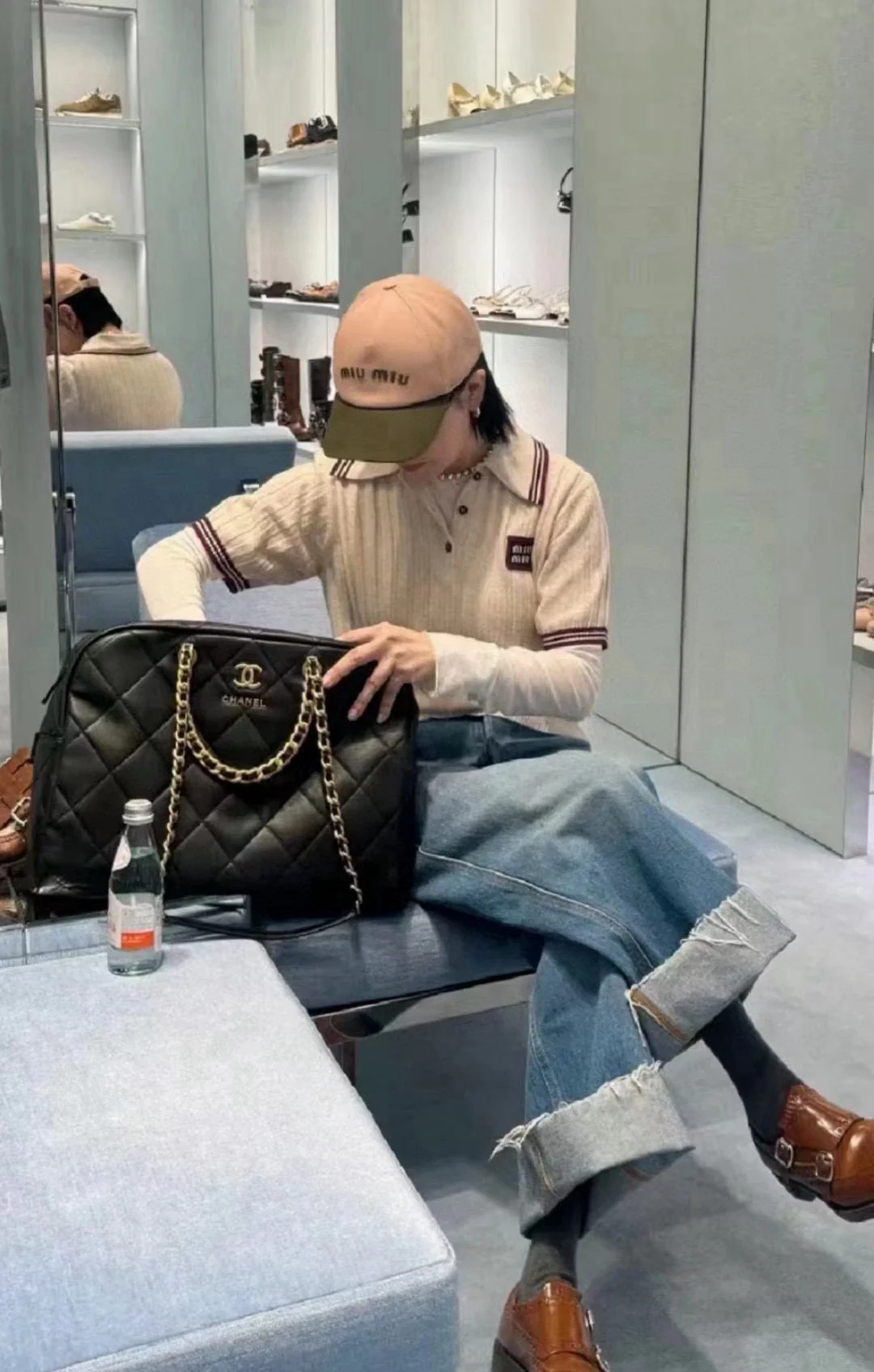 Бейсболка Miu Miu Color Block - оливково-зеленая