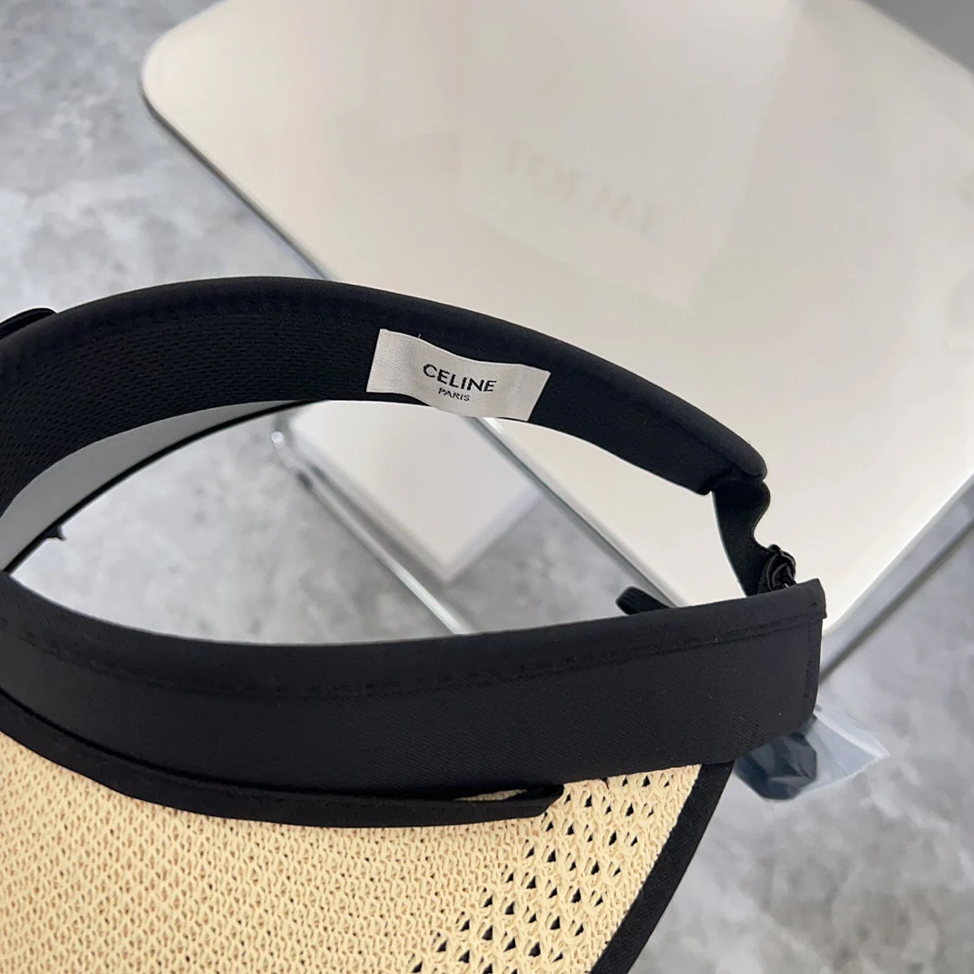 Новая летняя плетеная шляпа от солнца Celine с бантом, 2024 год - бежевая.