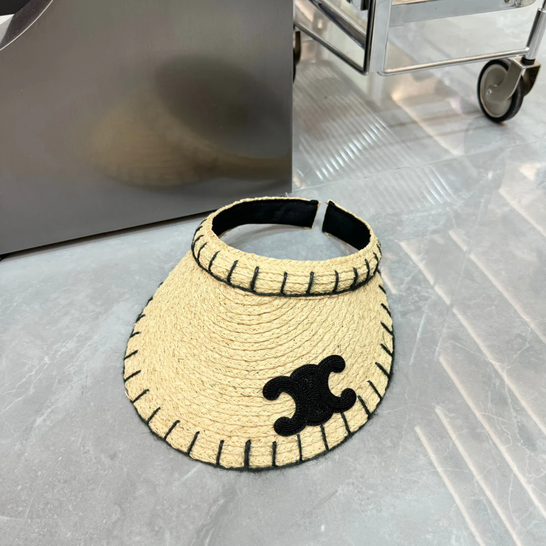 Celine - Новая плетеная панама с линейным дизайном