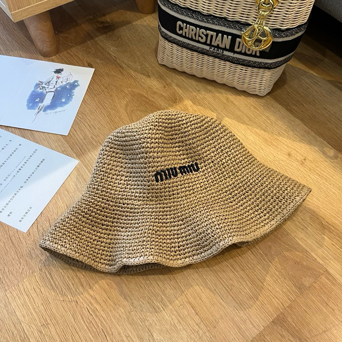 Miu Miu - Плетеная соломенная шляпа