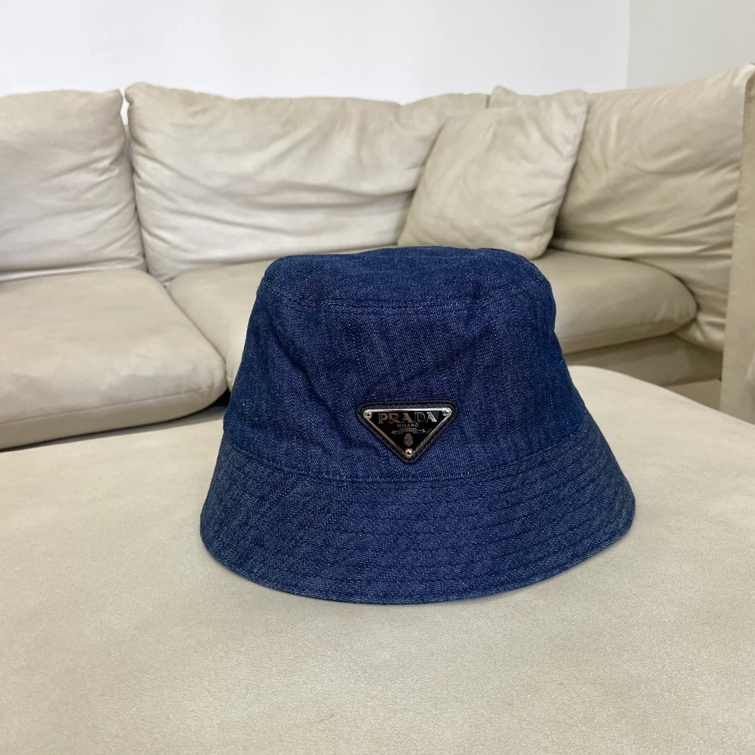 Рыбацкая шляпа Prada с эффектом потертости - Черная - 1