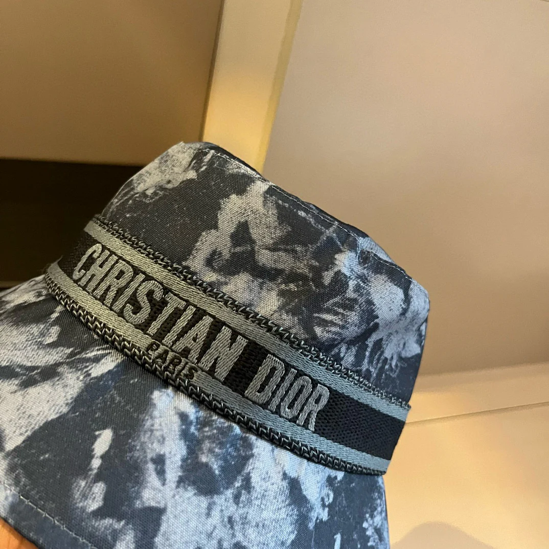 Dior - Рыбацкая шляпа с брызгами краски - Синяя