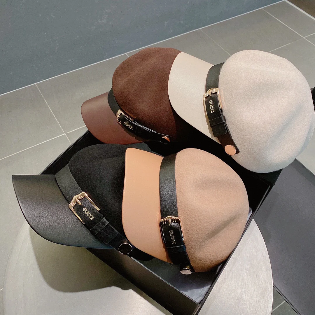 Шерстяная восьмиугольная бейсболка Gucci - черная