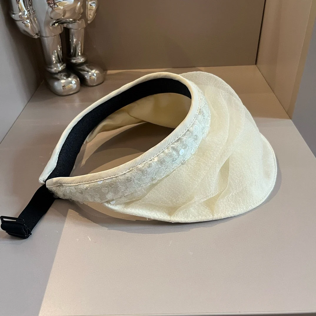 Celine - Новая шелковая шляпа от солнца с пайетками - Бежевая