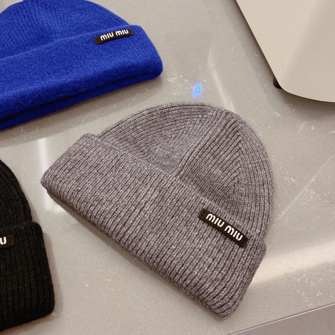 Miu Miu - Вязаная шапка-бини - Унисекс - Серая