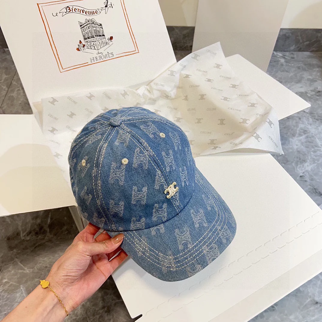 Бейсболка Celine 2024 New Retro Denim Baseball Cap - синяя