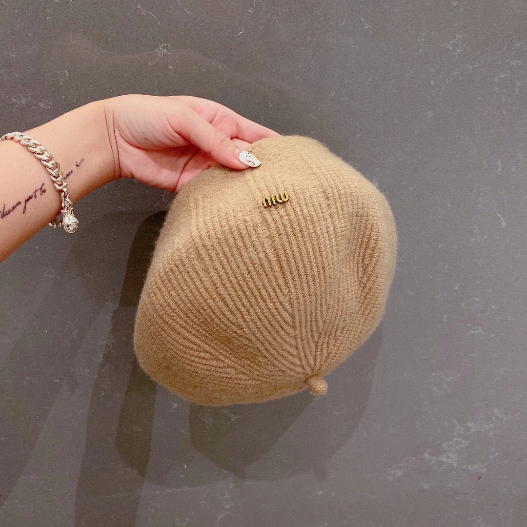 Шерстяной берет Miu Miu - абрикосовый