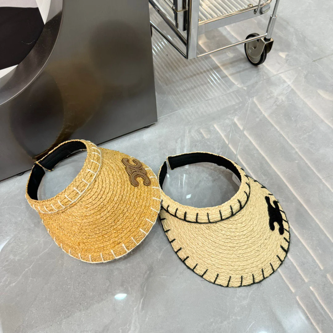 Celine - Новая плетеная панама с линейным дизайном