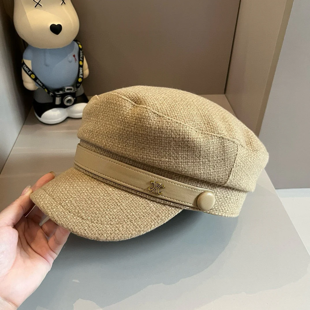 Celine - Вязаная кепка-газетчица - цвета хаки