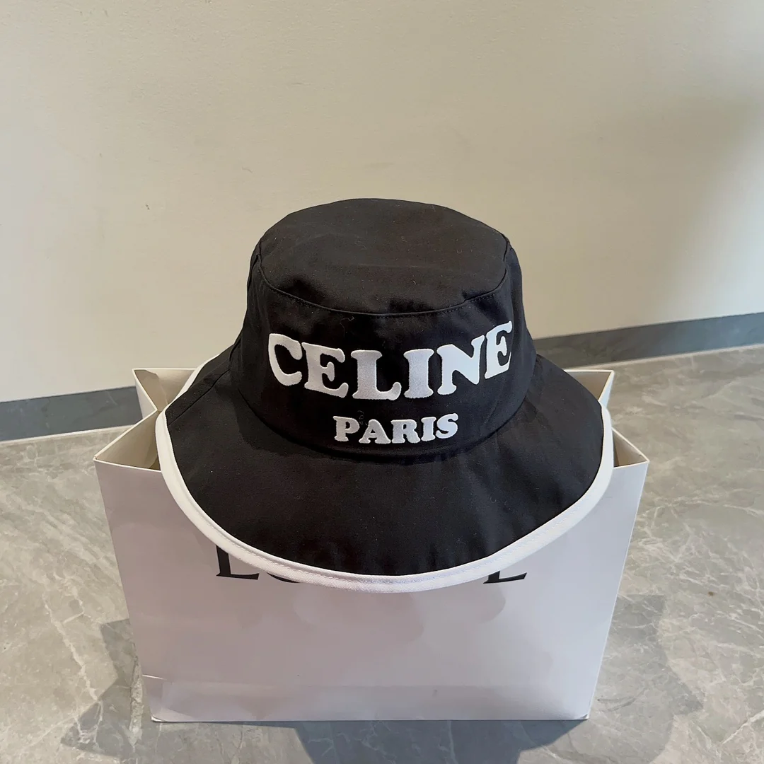 Celine - Новая осенняя панама из парусины - Черная