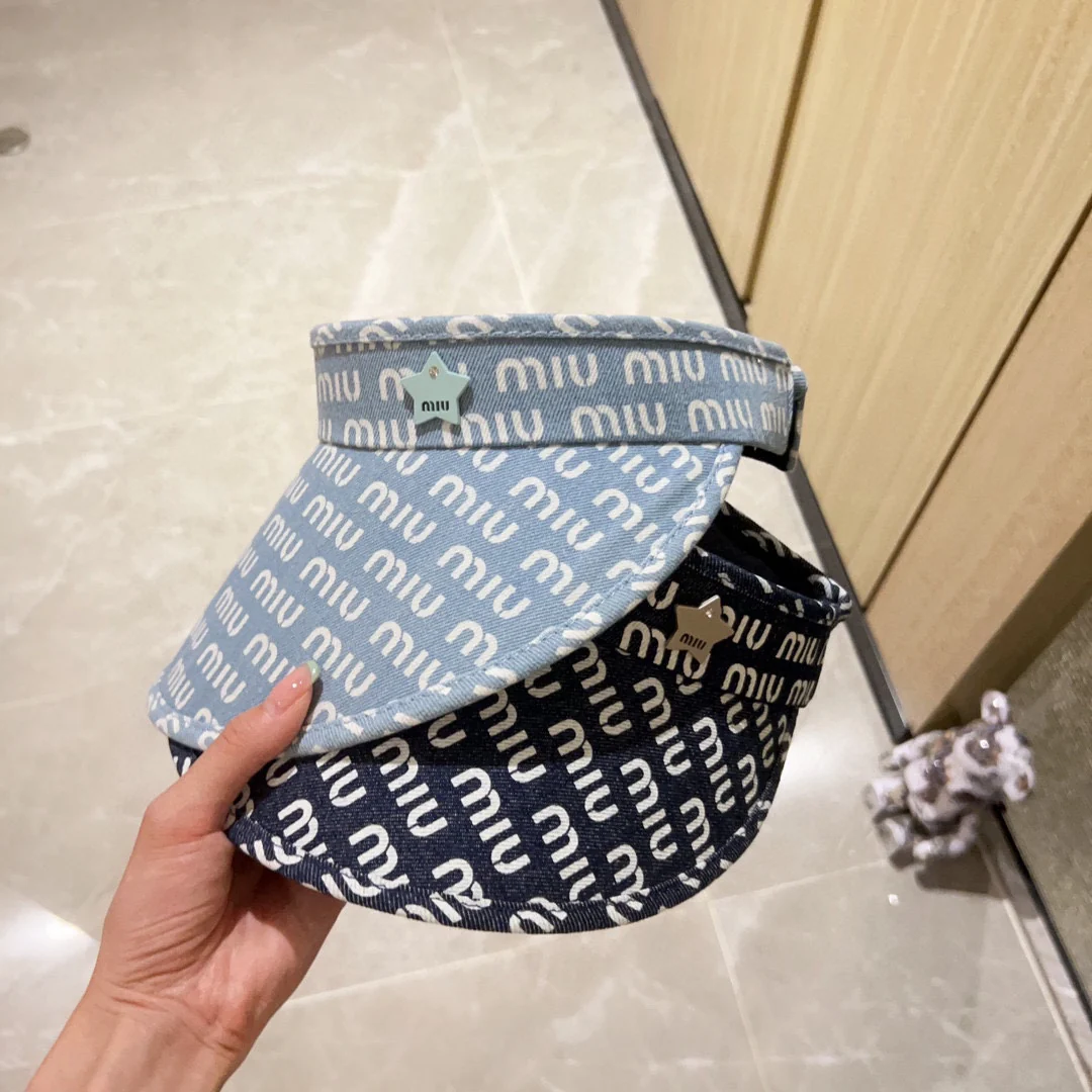 Новинка лета 2023 от Miu Miu - Козырек - Солнцезащитная шляпа - Темно-синий