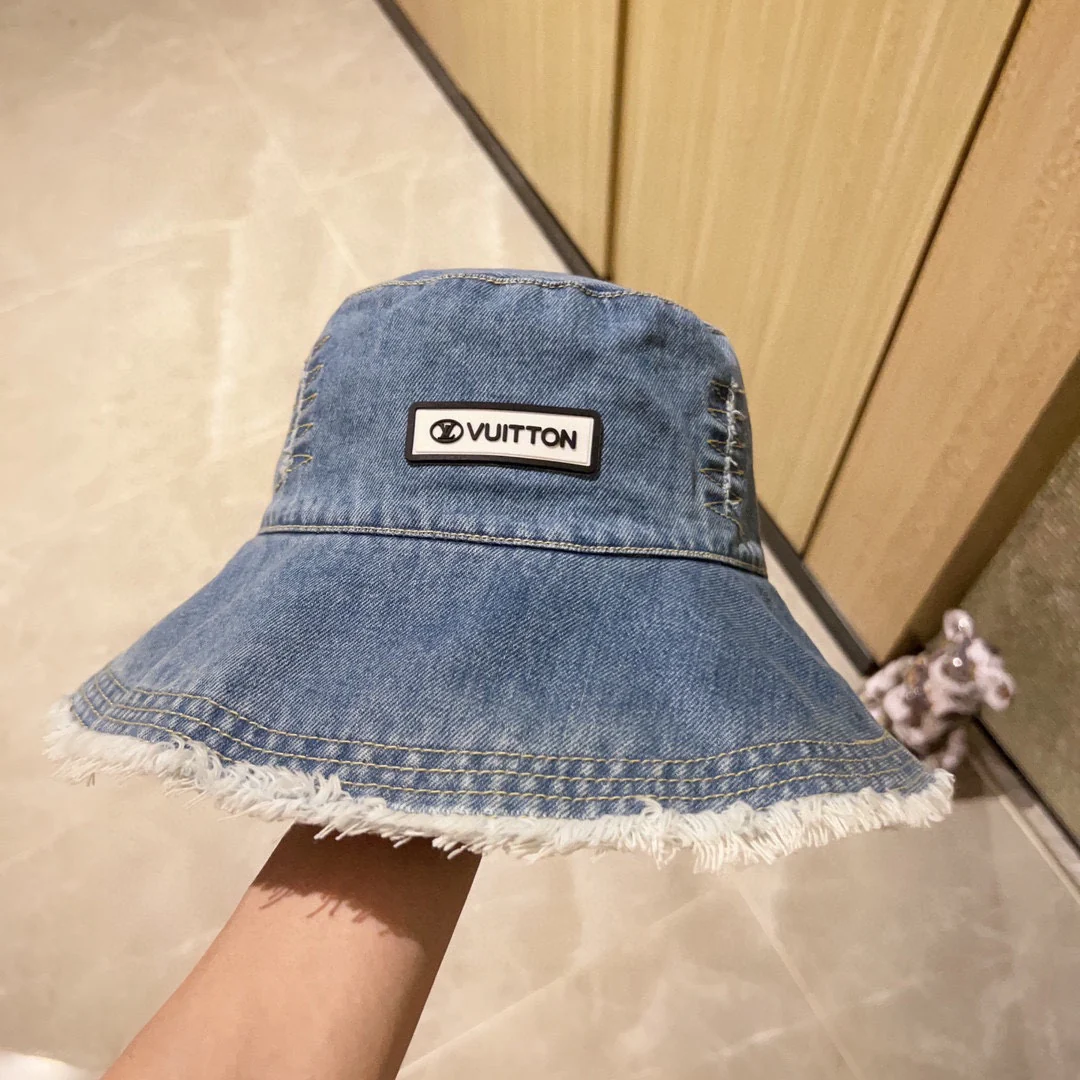 Новая джинсовая ретро-шляпа рыбака с кисточками LV 2023