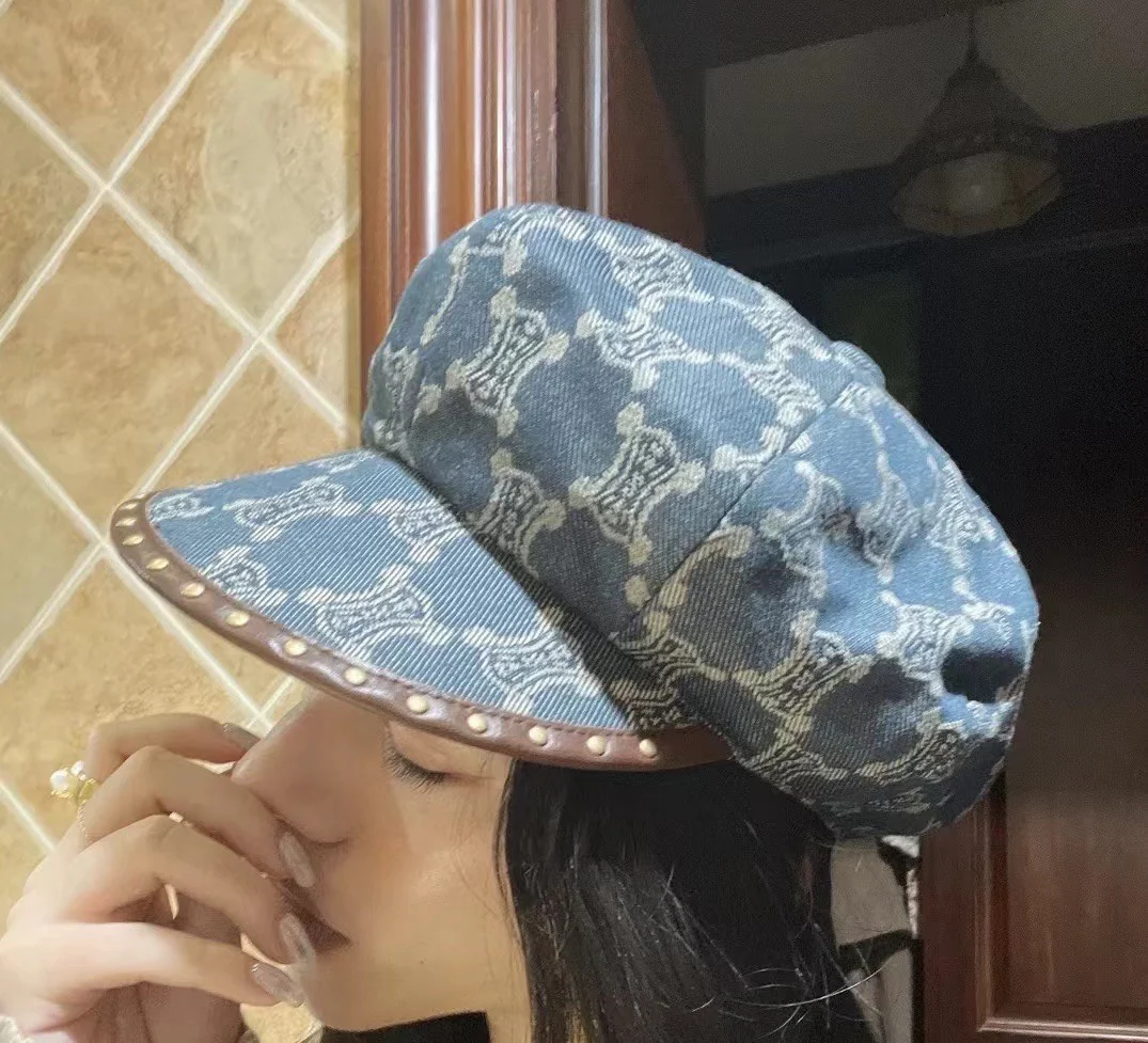 Celine - Восьмиугольная шляпа художника - Джинсовый синий