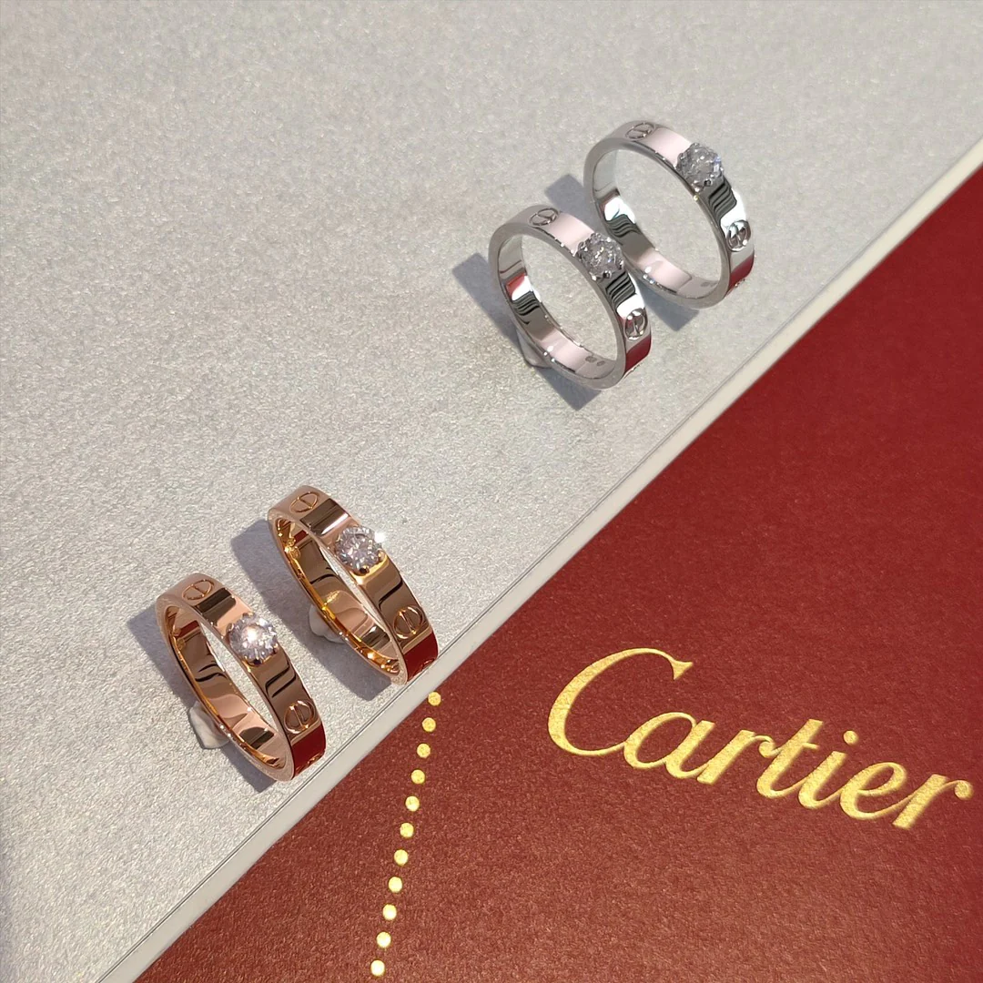 Кольцо Cartier Love Solitaire — розовое и белое золото