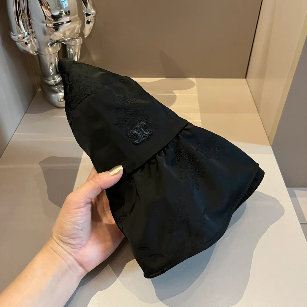 Celine - Новая солнцезащитная шляпа с оборками - Черная