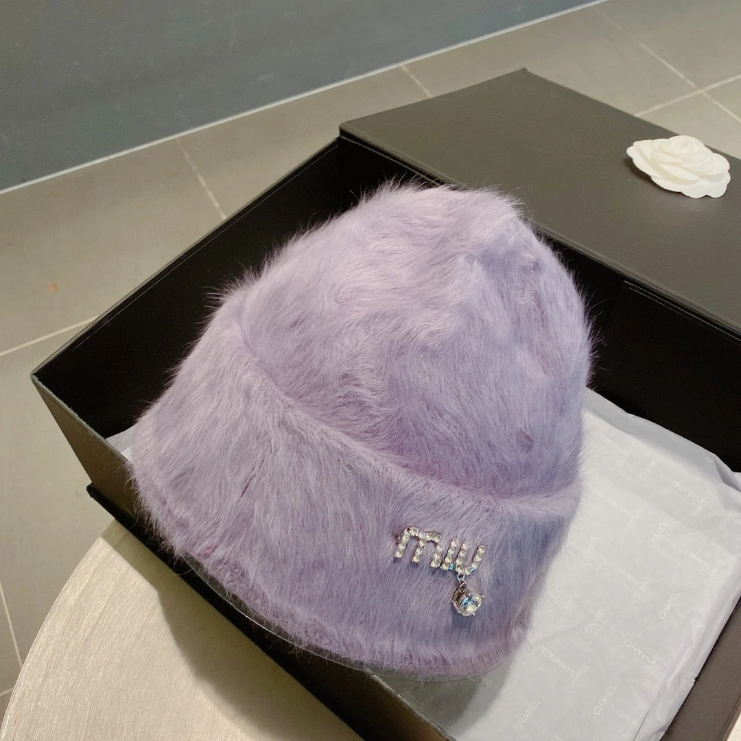 Miu Miu - Шапка из кроличьего меха - Фиолетовая