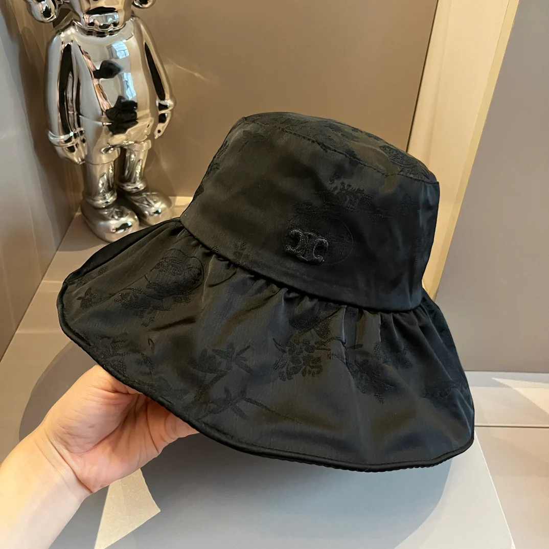 Celine - Новая солнцезащитная шляпа с оборками - Черная